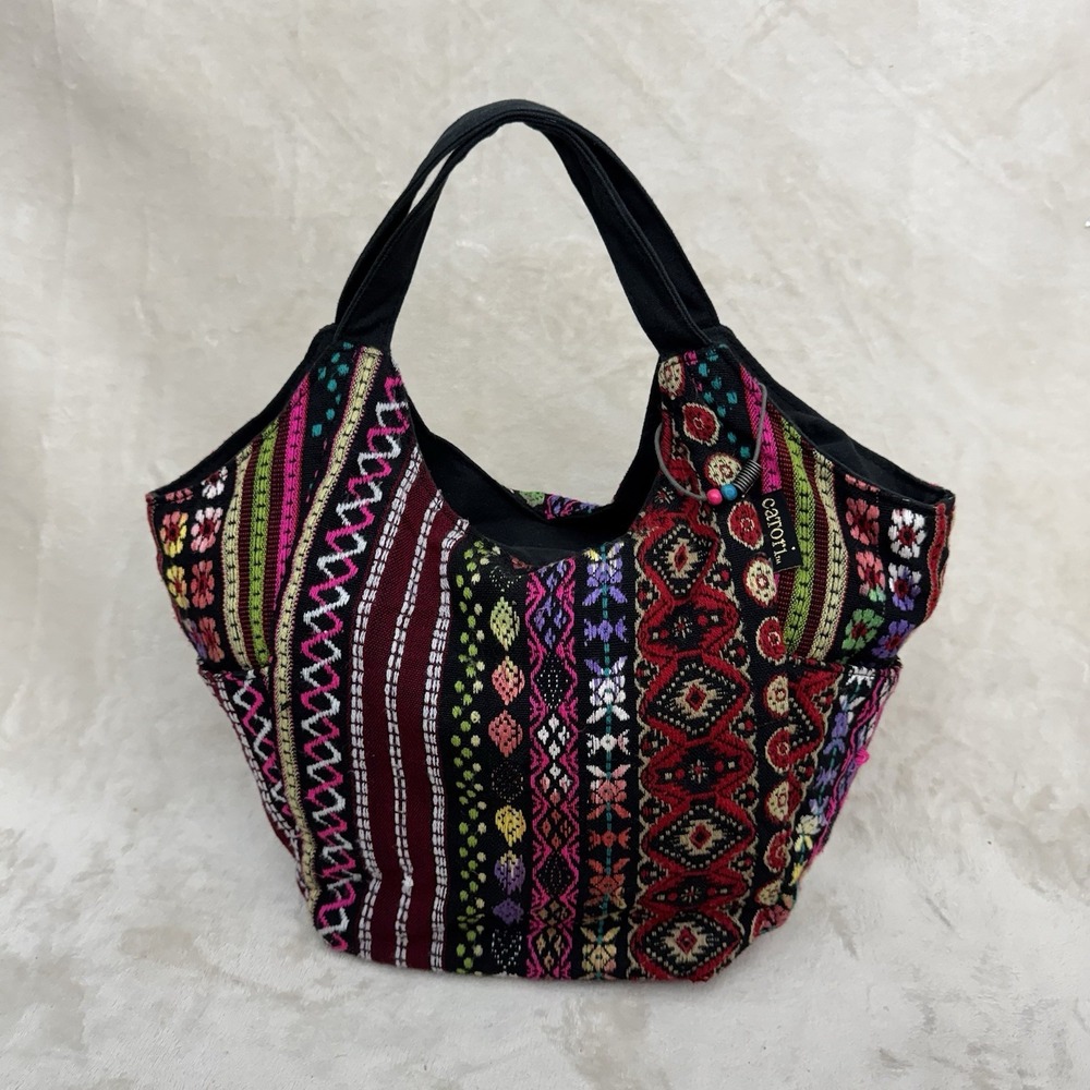 Catori Boho Woven Tapestry Tote Shoulder Bag Multicolor‎ Tribal Aztec Zip Purse